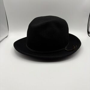 Yellow 108 Luke Fedora Hat Black 100% Merino Wool XL USA Made Men’s Foldable Hat